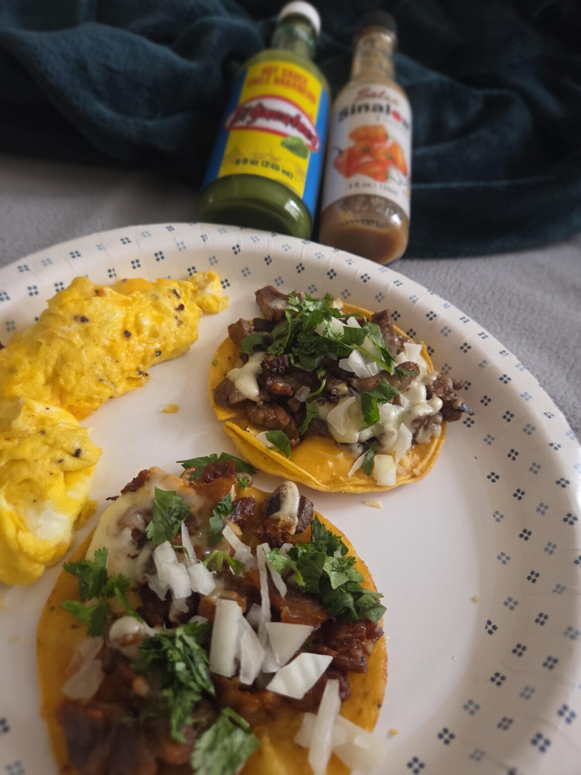 Quesatacos and cheesy eggs