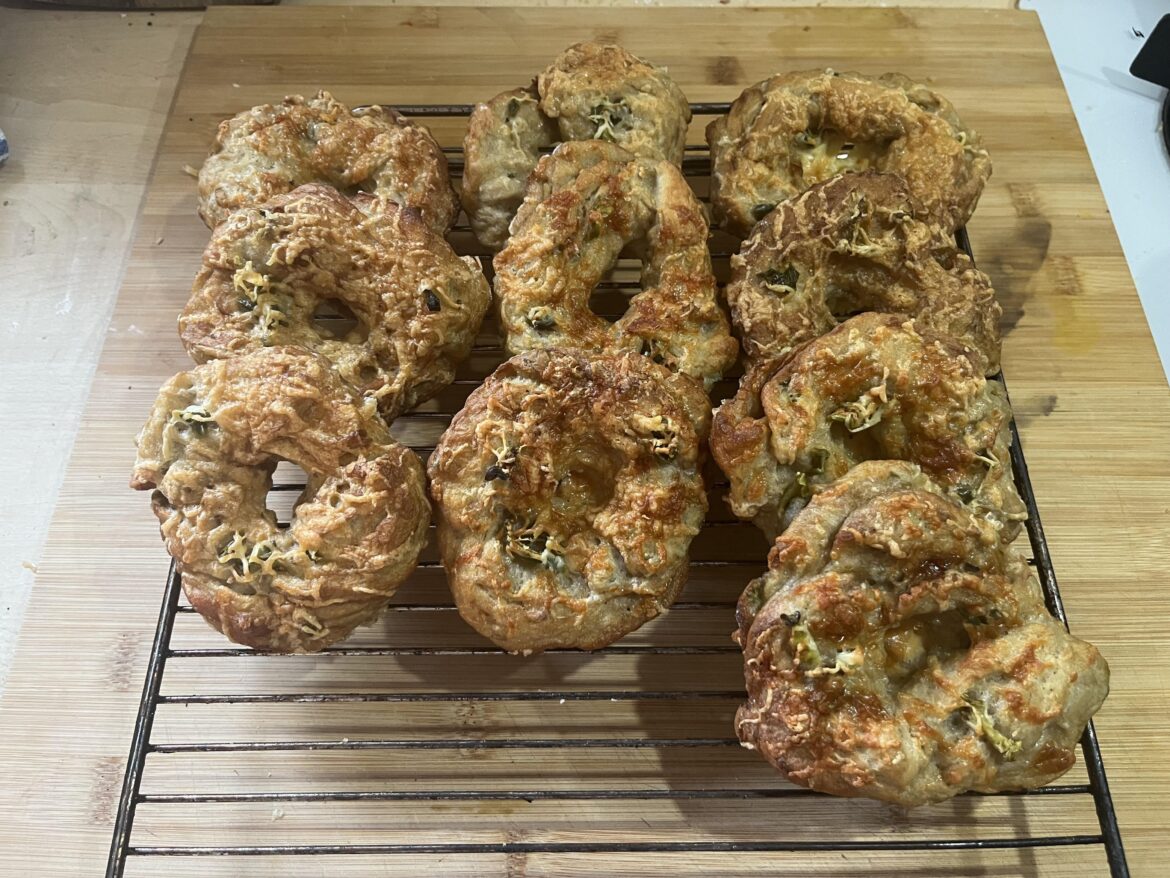 Wonky Cheese and Jalapeño bagels