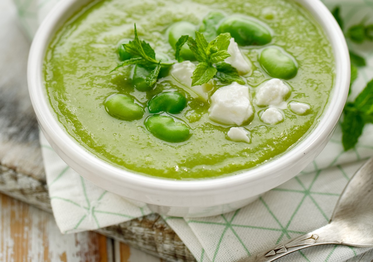 Traditional italian dish of Garmugia, a soup made with green vegetables
