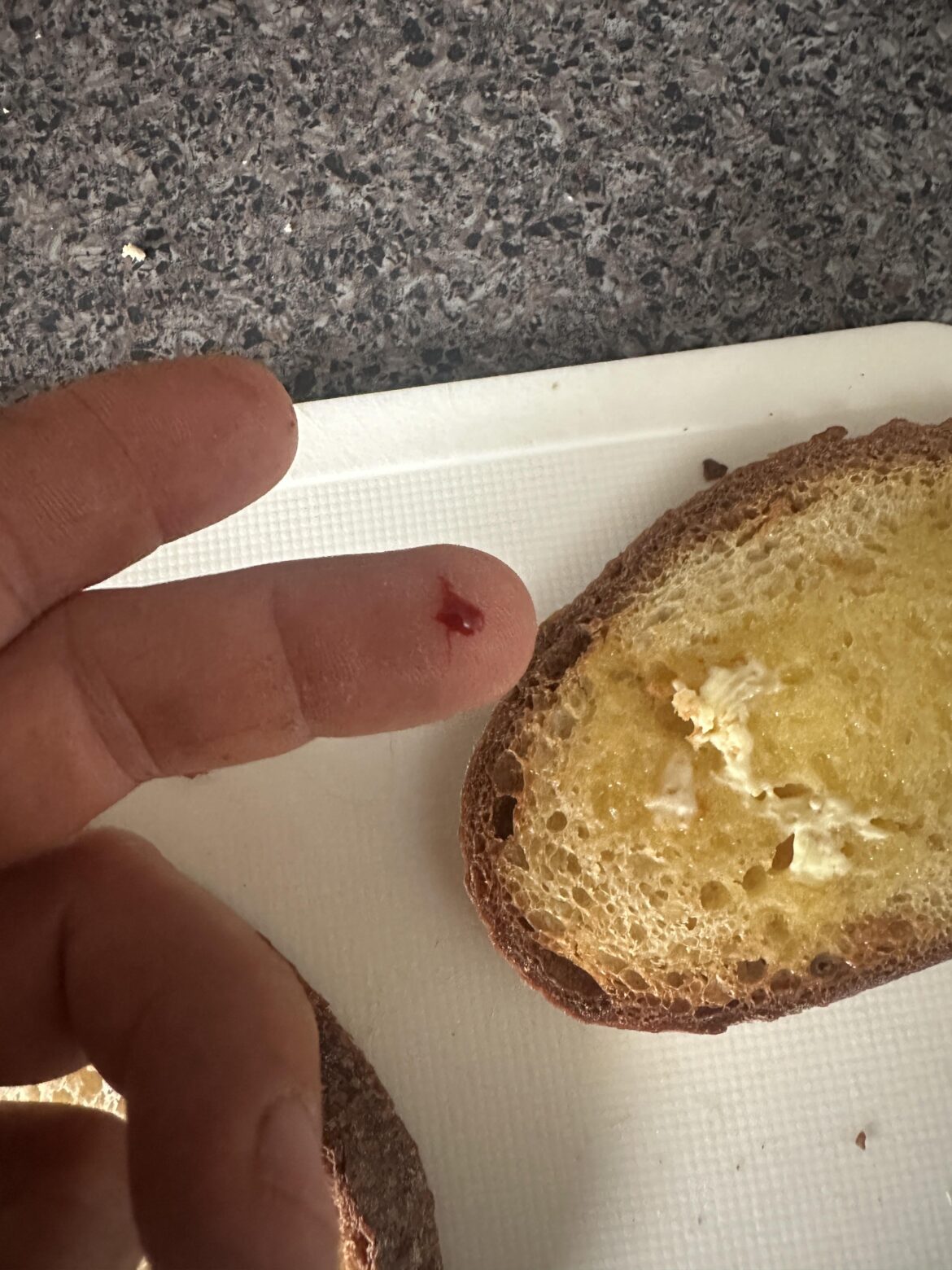 Paper cut from sourdough crust!