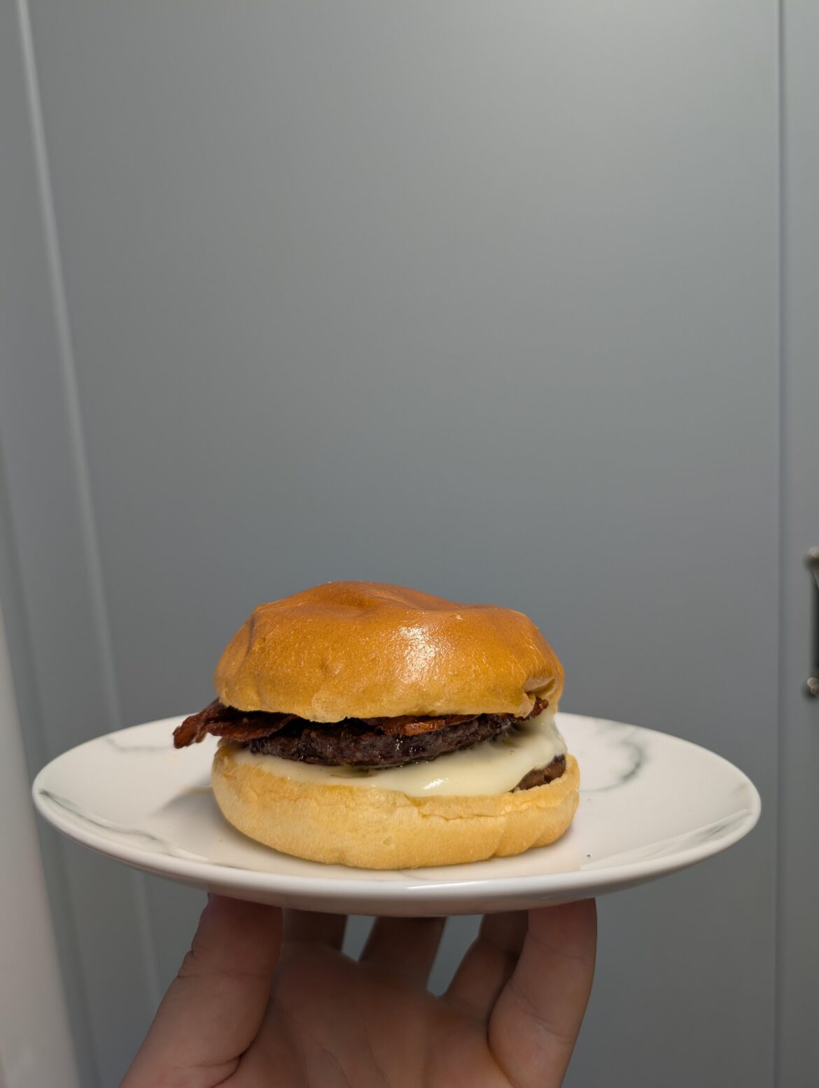 A simple double smash w/bacon, pepperoni and chipotle mayo.