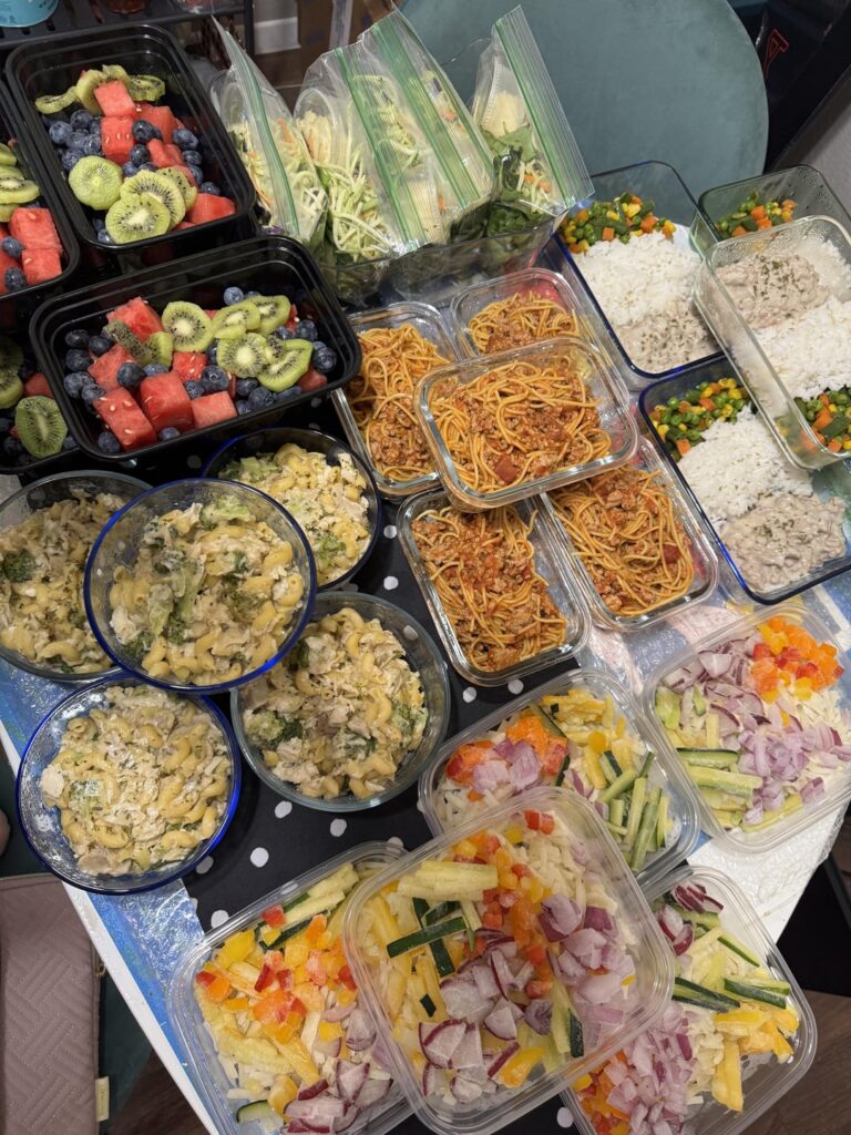 Chicken Alfredo, Spaghetti, Stroganoff, Hashbrown Bowls, and Fruit Bowls