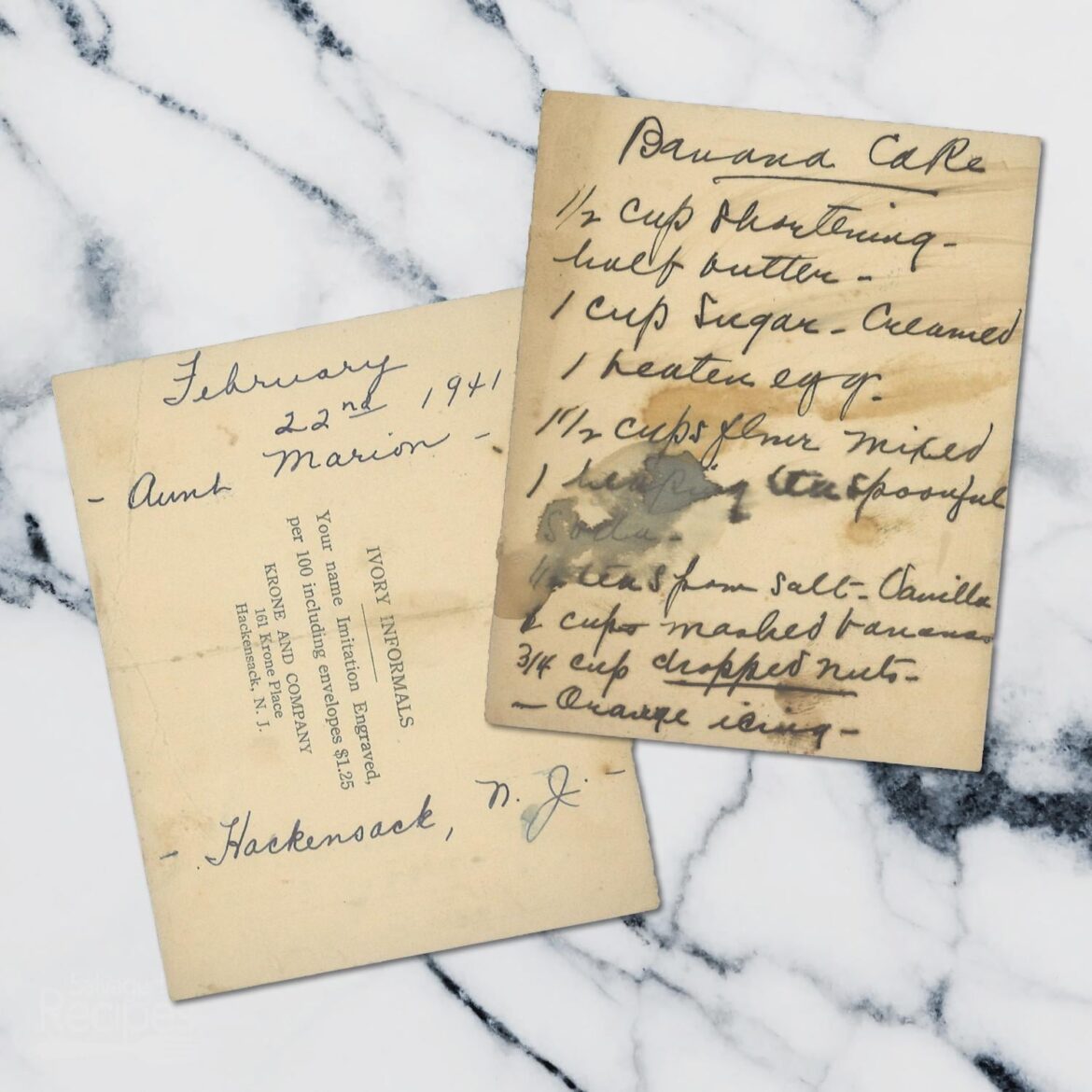 Banana Cake from 1941