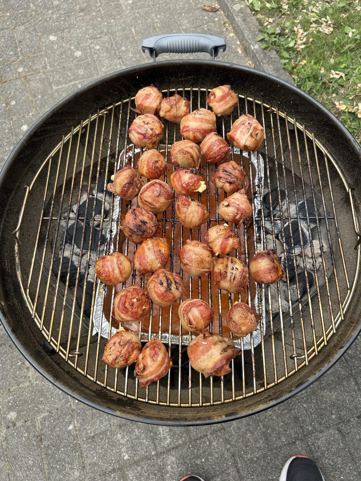 First time making armadillo eggs on a Weber