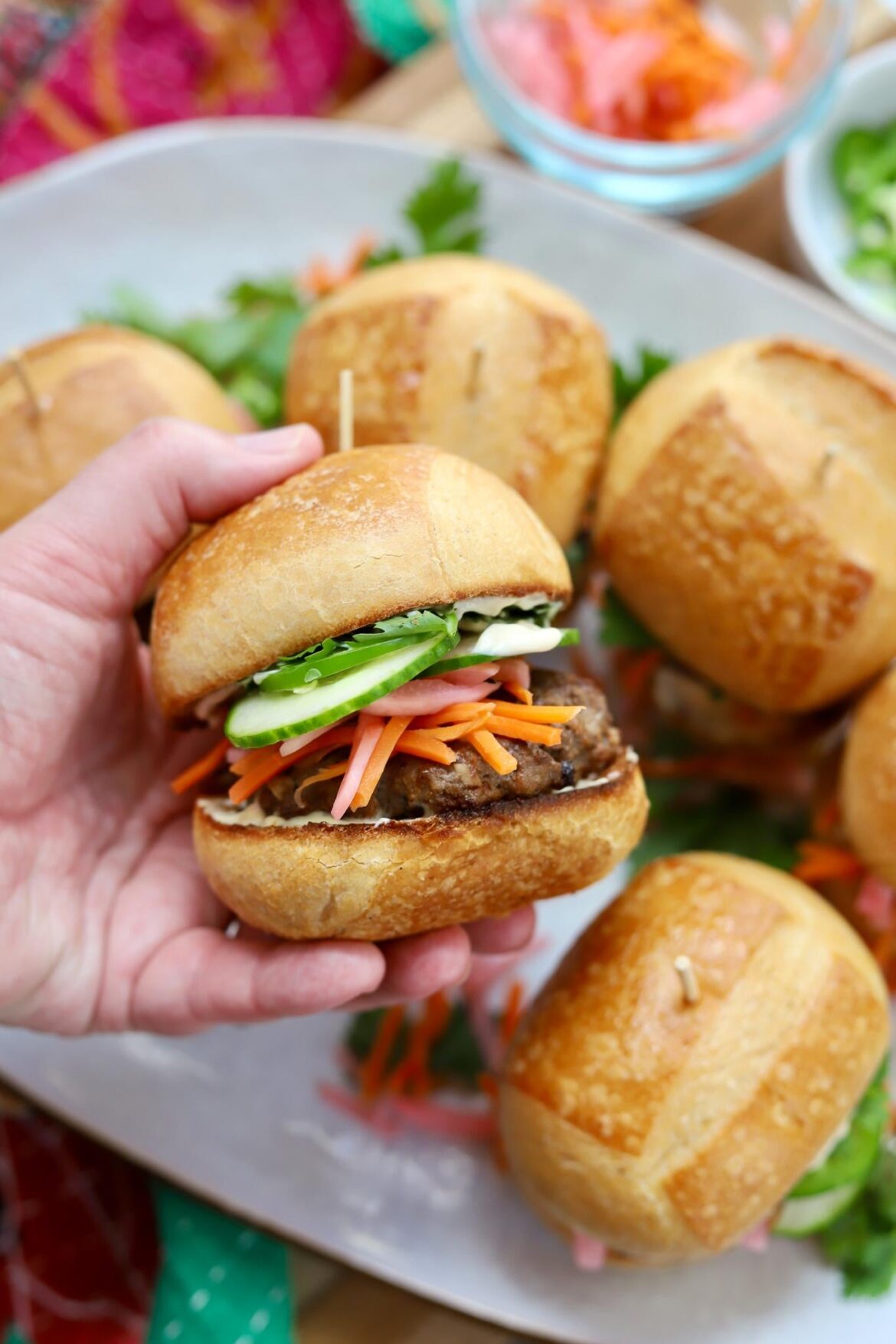 Lemongrass Banh Mi Inspired Burger Sliders