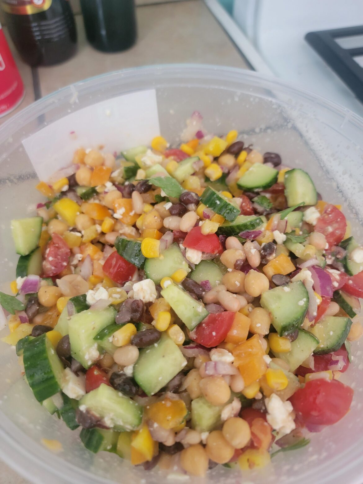 Dense bean salad prep for lunch this week!