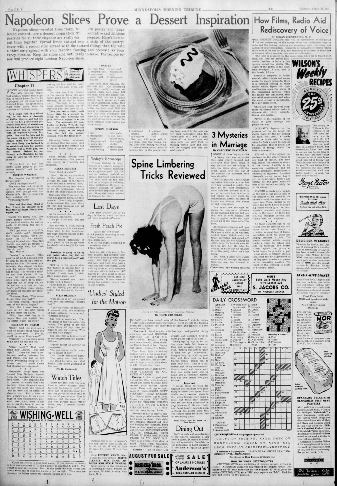 August 21, 1941: Napoleon Slices & Fresh Peach Pie