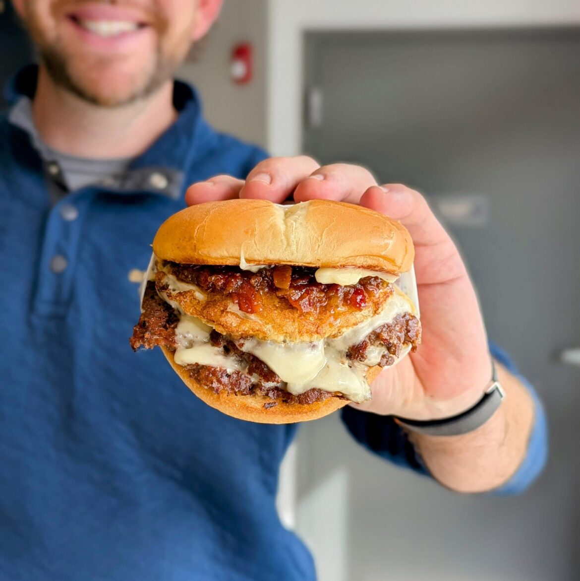 I own a pub in an independent movie theater. I make smash burgers. This is the Mr. Smiley's Burger.