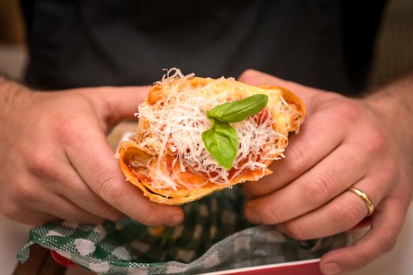Wagyu bolognese lasagne … in hand-held form?