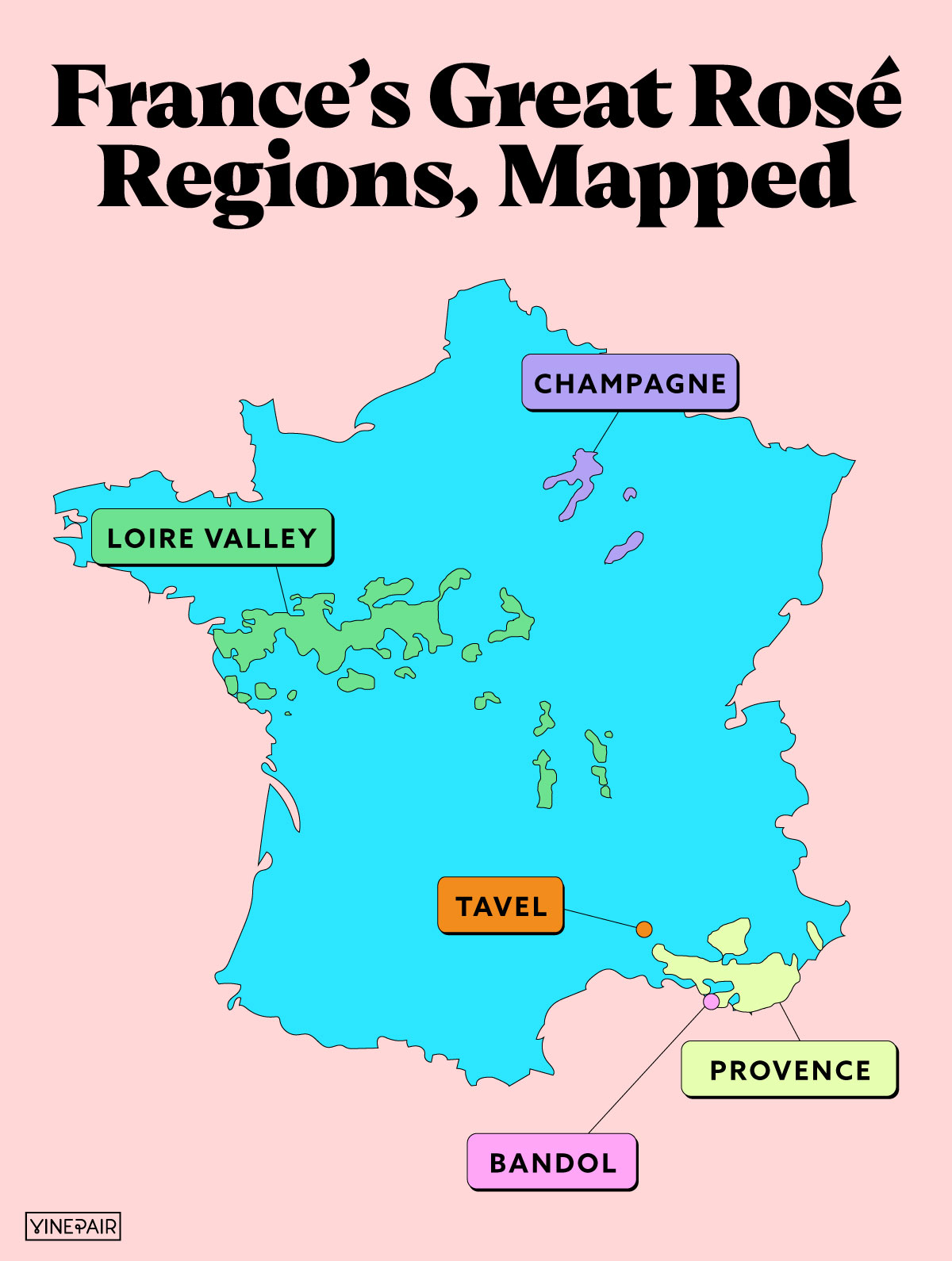 You can find great rosé produced throughout France, but check out our map to discover five of the best spots to search for your next bottle.