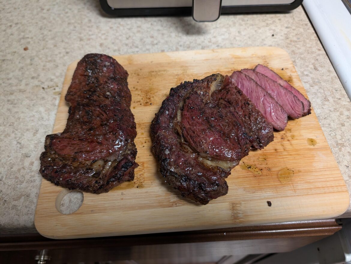 2 Zone Grilling, one of the better steaks I've made.