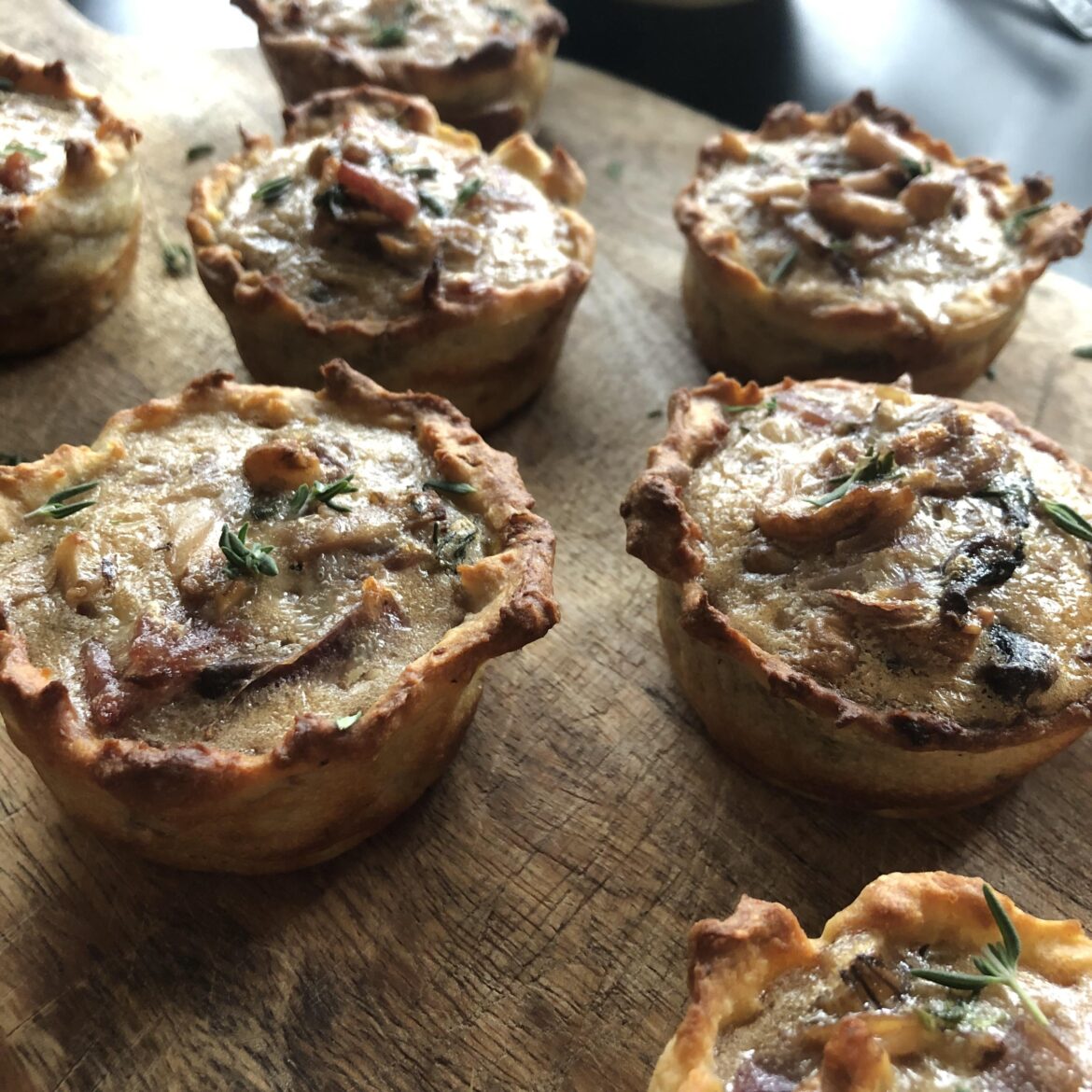 Wild mushrooms mini quiches