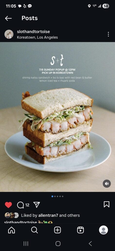 PLEASE SUPPORT MY FRIEND- S+T POPUP on Sunday 7/6, SHRIMP KATSU SANDWICH