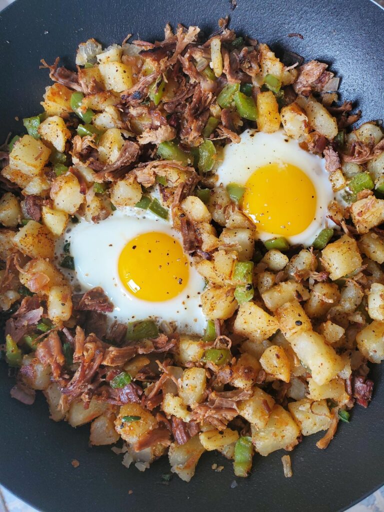 Used leftover brisket to make potato hash. Add some eggs and you got a hearty meal.