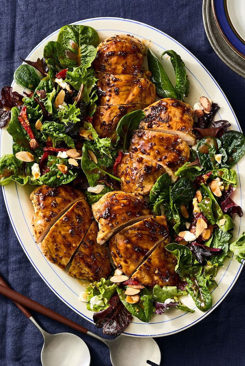 healthy chicken dinner recipes ’90sstyle mixed green salad with balsamic glazed chicken
