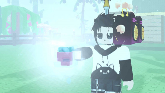 Holding a berry plant in Grow a Garden.