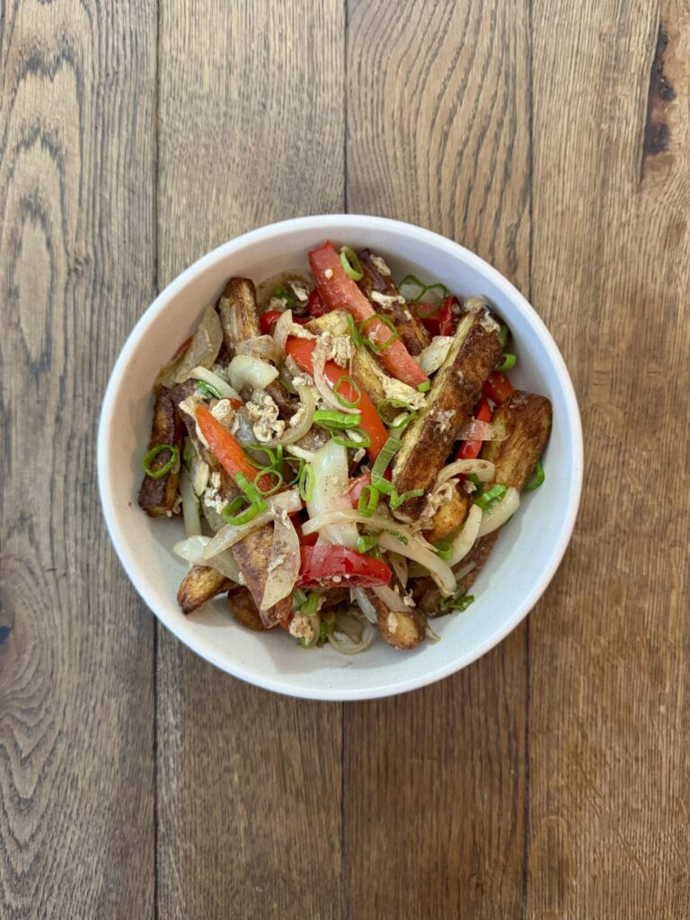 Salt and pepper chips; pad broccoli
