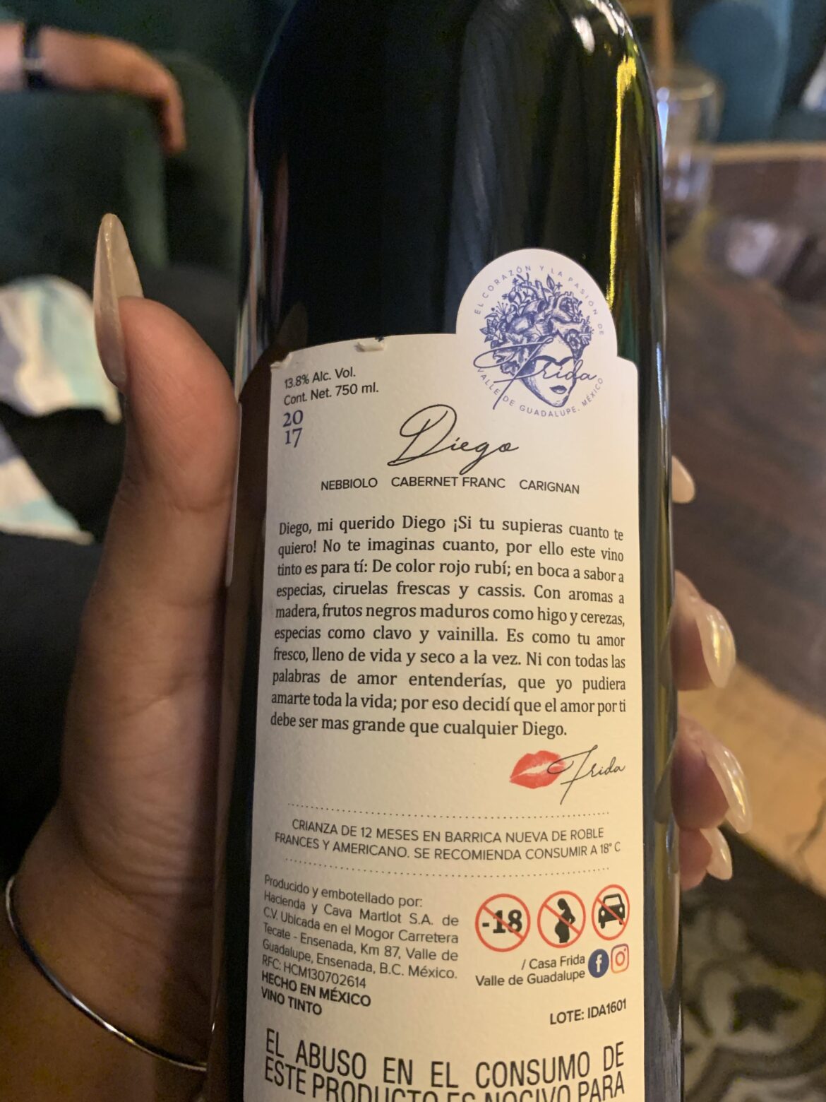 Diego 2017 Blend Nebbiolo, Cabernet Franc, and Carignan