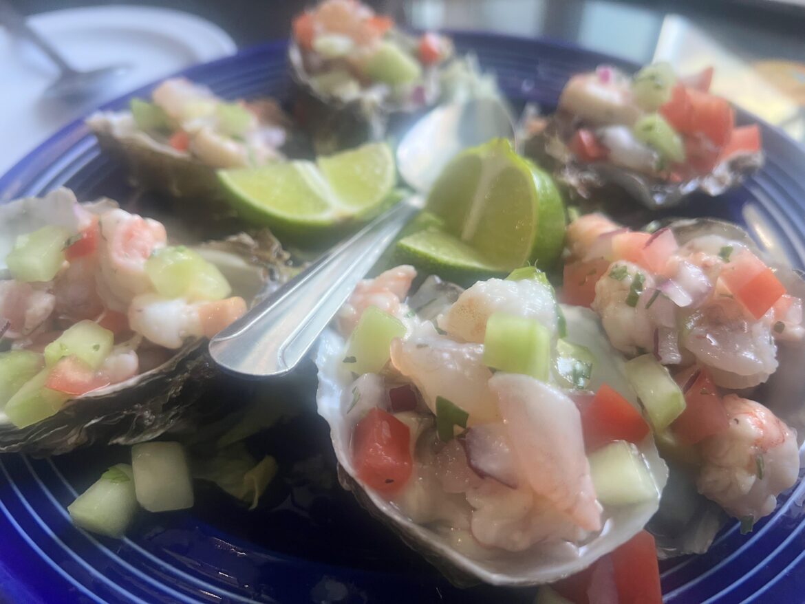 Raw oysters top with cievche