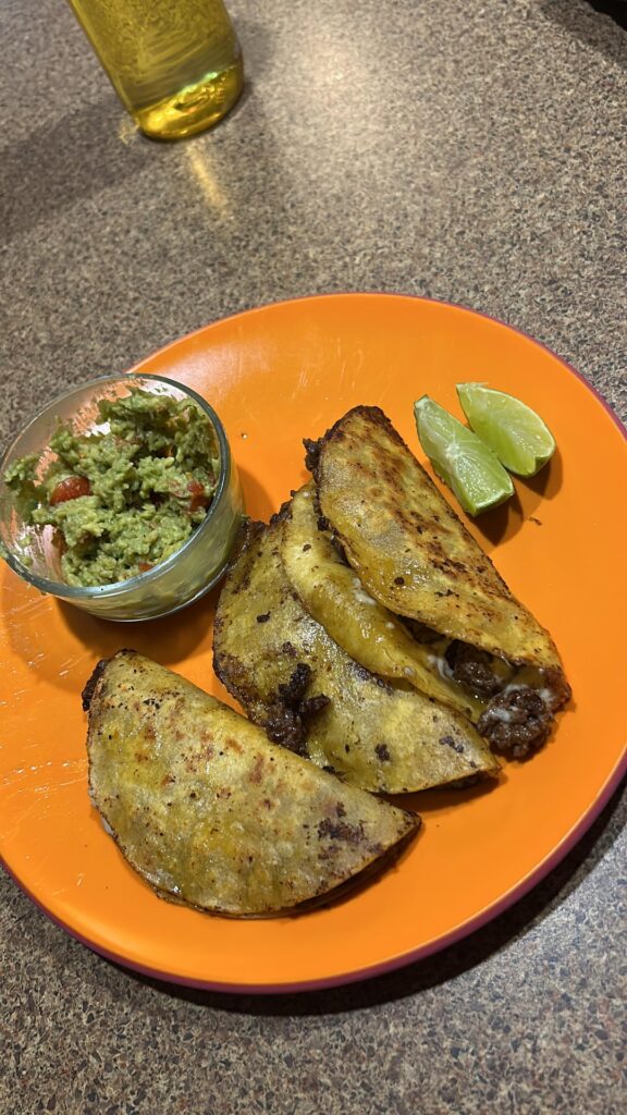 Ground beef tacos and some Guacamole
