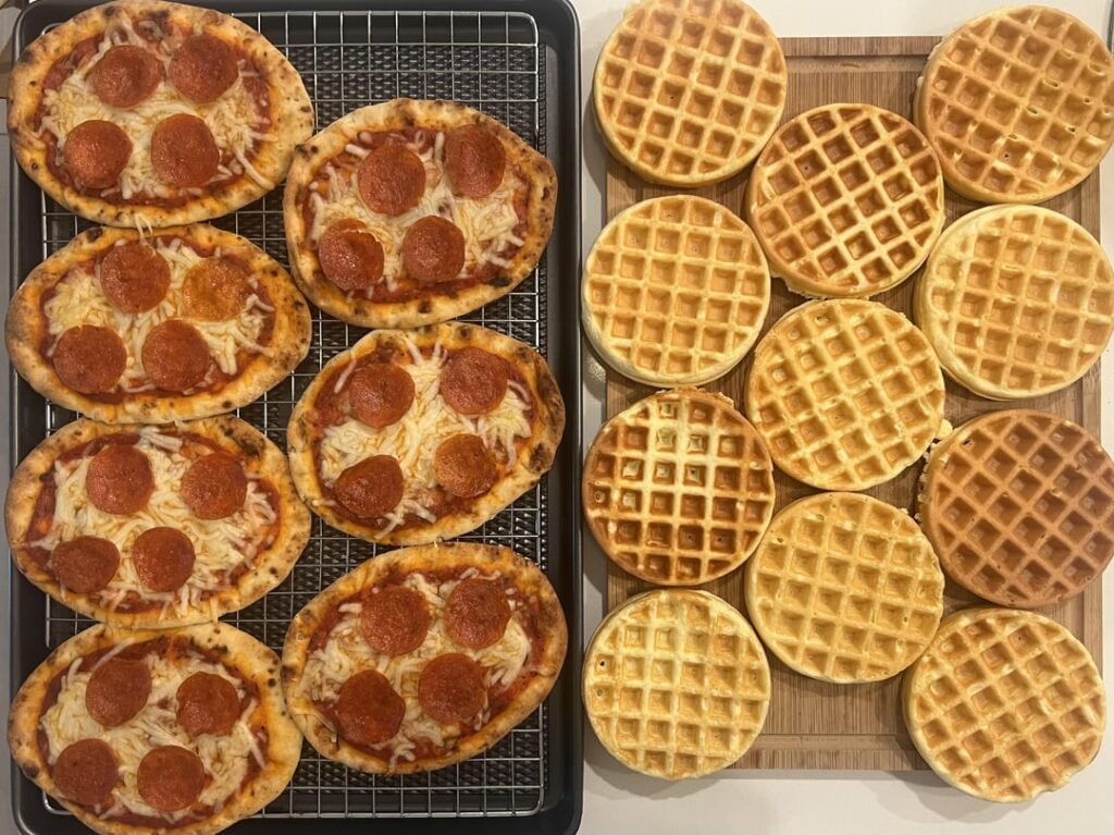 Easy Reheat Freezer Prep: Mini Pizzas & Protein Waffles Easy Reheat Freezer Prep: Mini Pizzas & Protein Waffles
