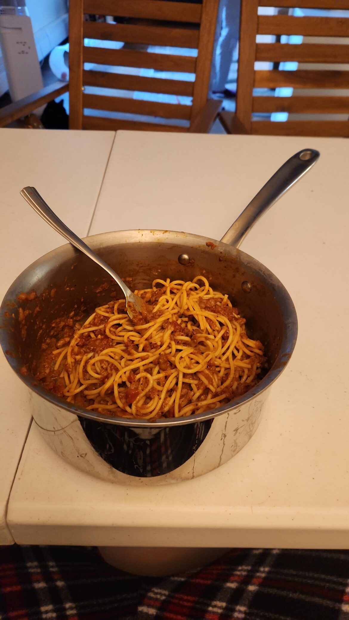 Sometimes after a long shift ya just gotta get stoned as hell and eat a lotta pasta straight out of the cookware