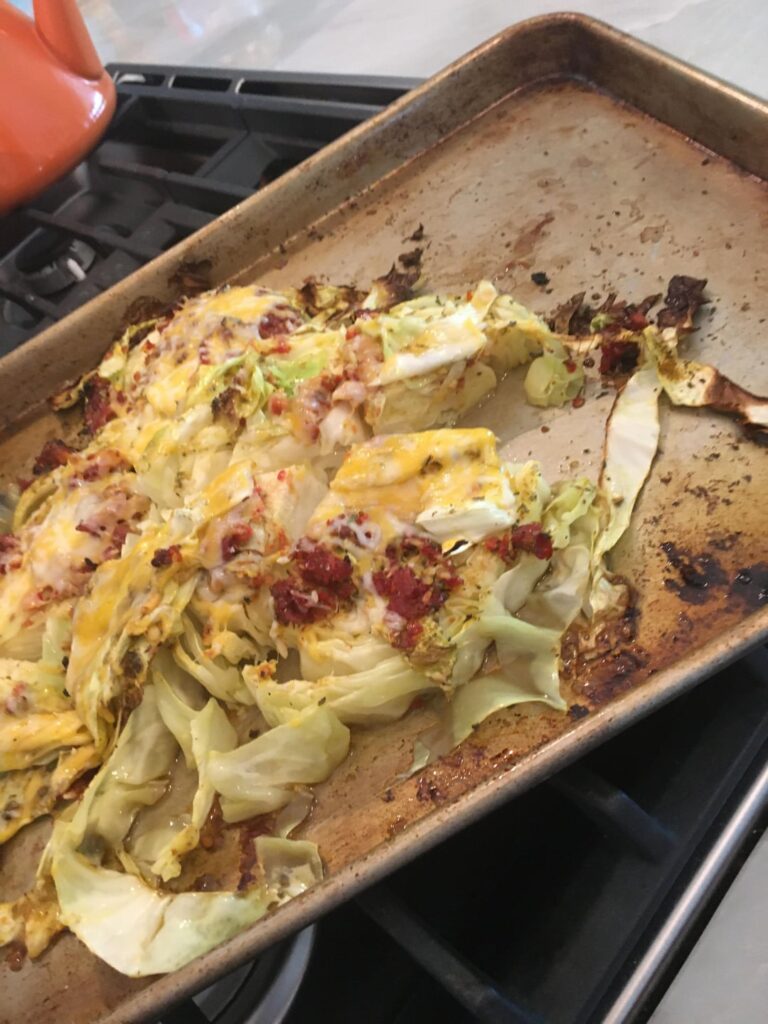 Mom cooked this Cabbage steak we are having for dinner in 30 minutes.