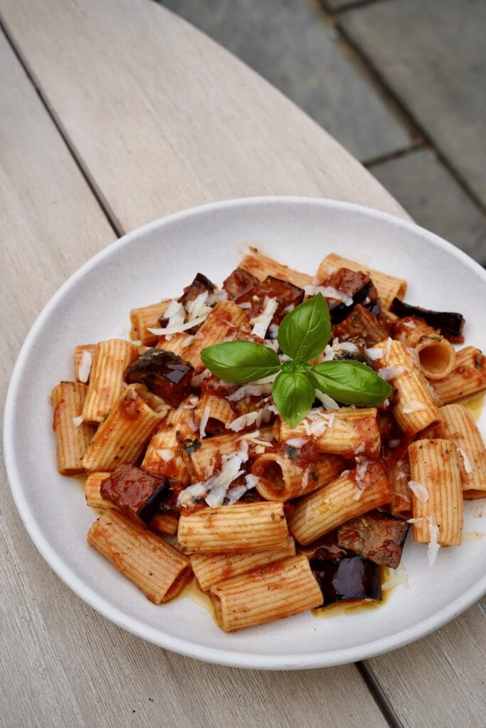 Pasta alla Norma with Homemade Rigatoni.