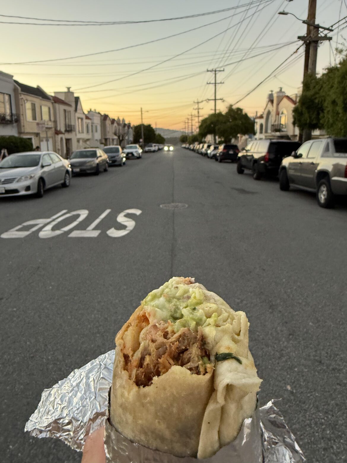 [I ate] California style burrito with carnitas…in California