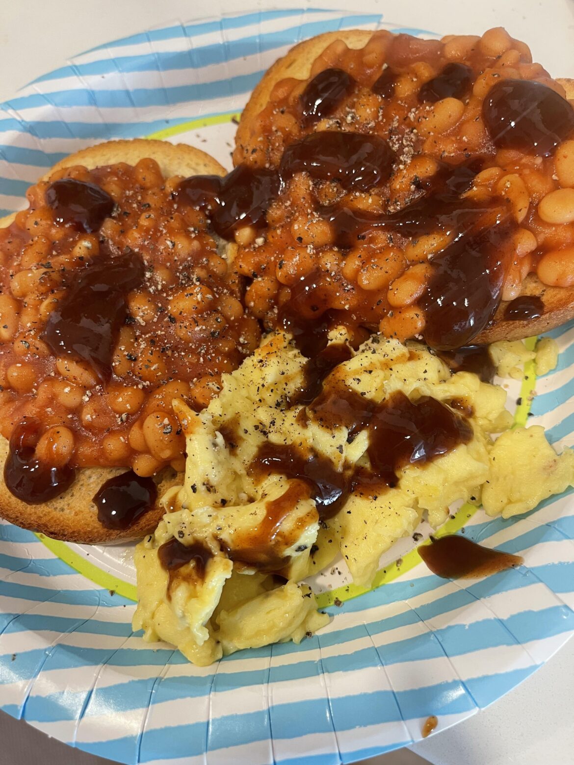 Didnt know this sub existed, so here it is. Just some beans on toast with a touch of chili powder , HP and fluffy eggs for the British GP. Sometimes simple is always best! 44!