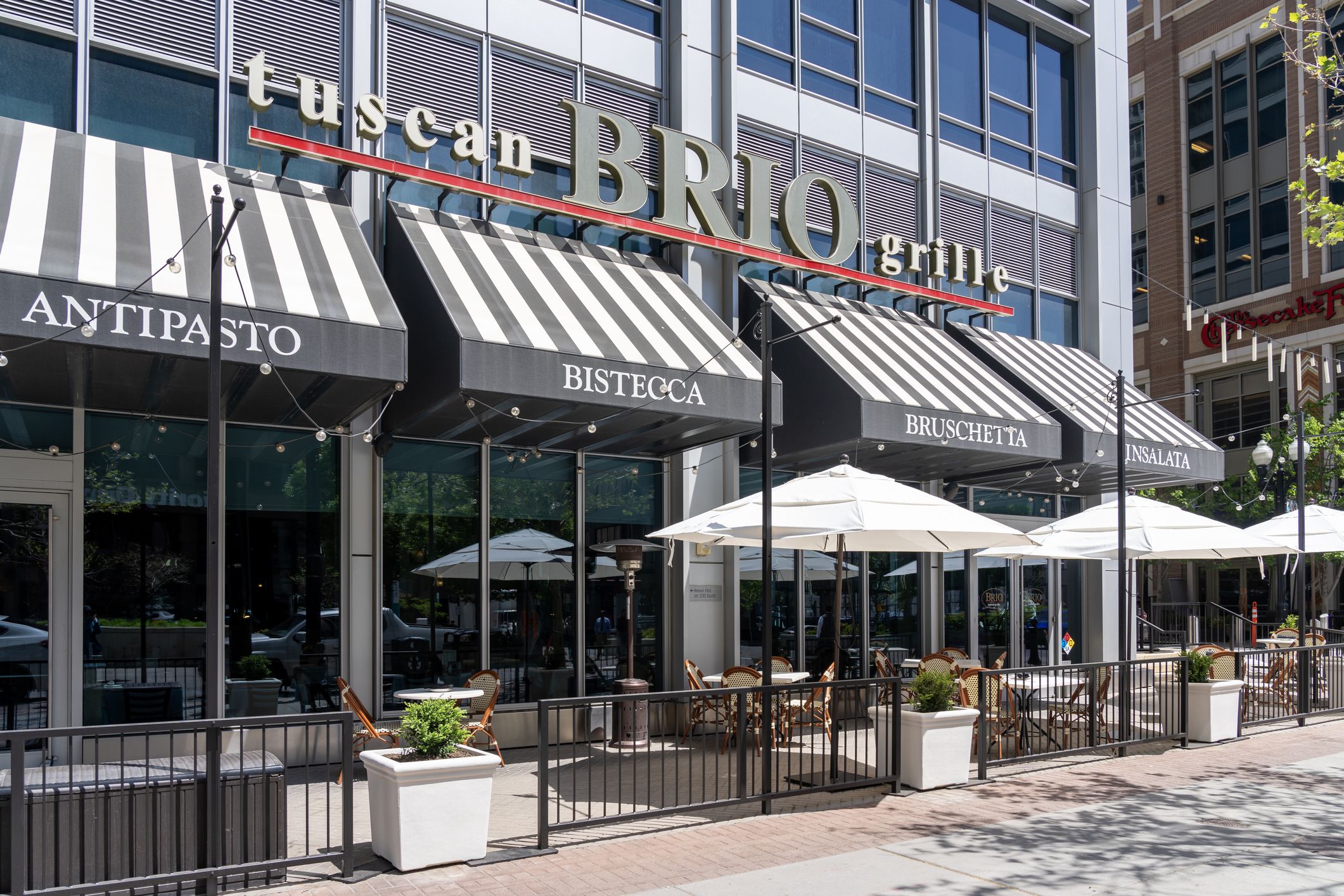 Brio Italian Grille restaurant at City Creek Center in Salt Lake City, Utah, USA,  on May 11, 2023. Brio is an Italian chain eatery serving Tuscan-inspired grill fare, plus wine and cocktails.