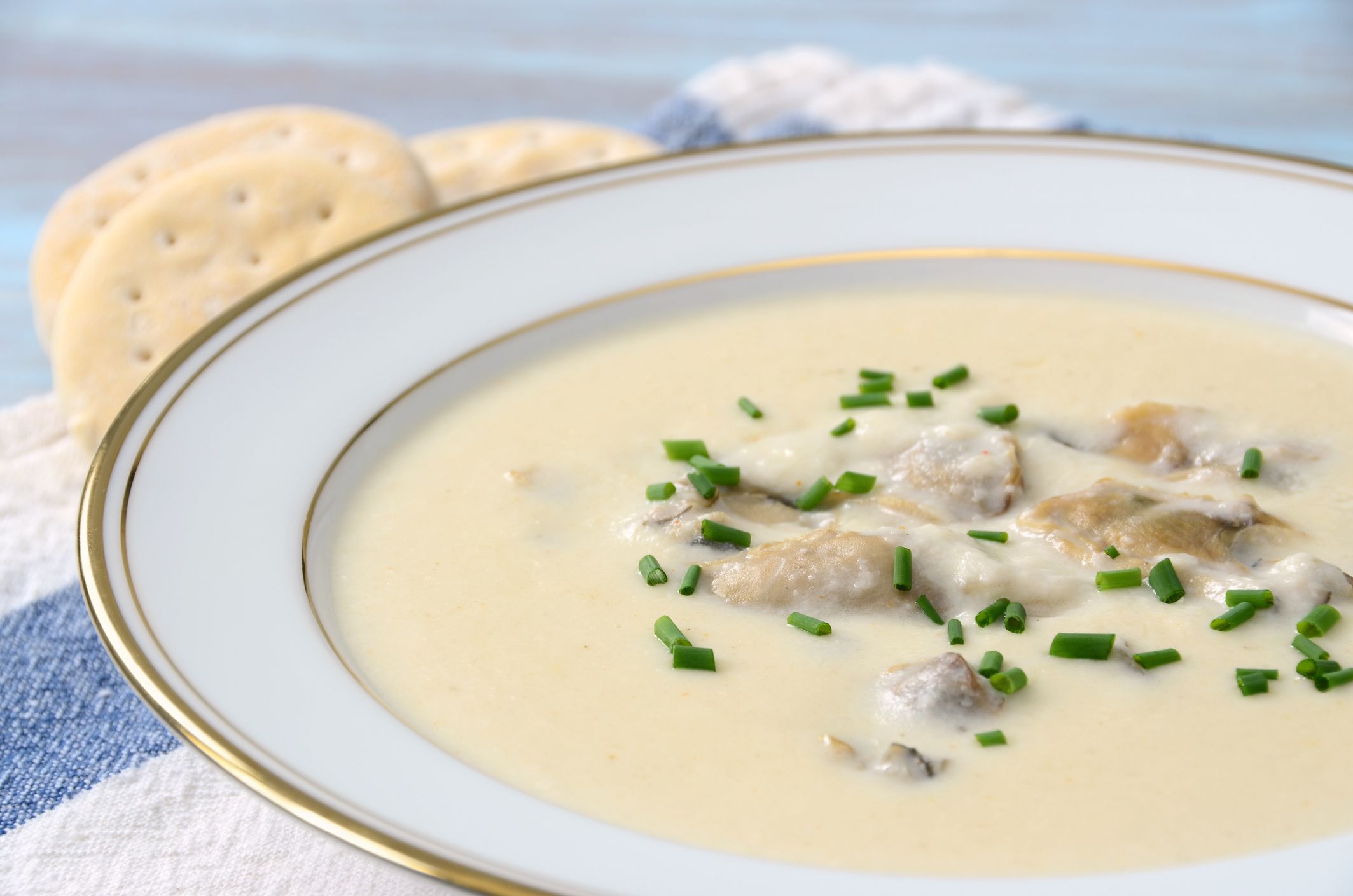 Traditional thick and creamy oyster stew.