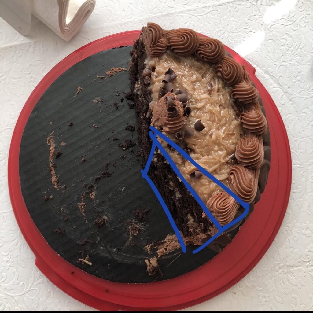 How many calories in the highlighted amount of German Chocolate cake?