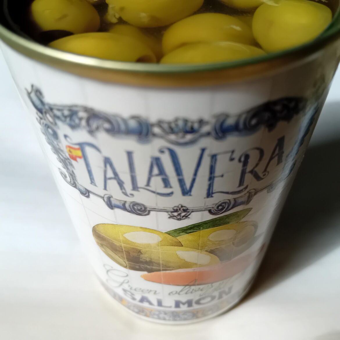 Green olives stuffed with Salmon. One does not simply take just one olive 🐟