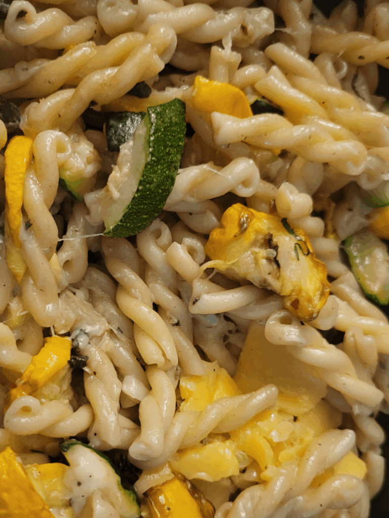Cheesy Squash and Cucumber Pasta