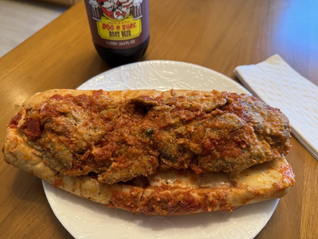 Breaded steak sandwich from a local Italian market