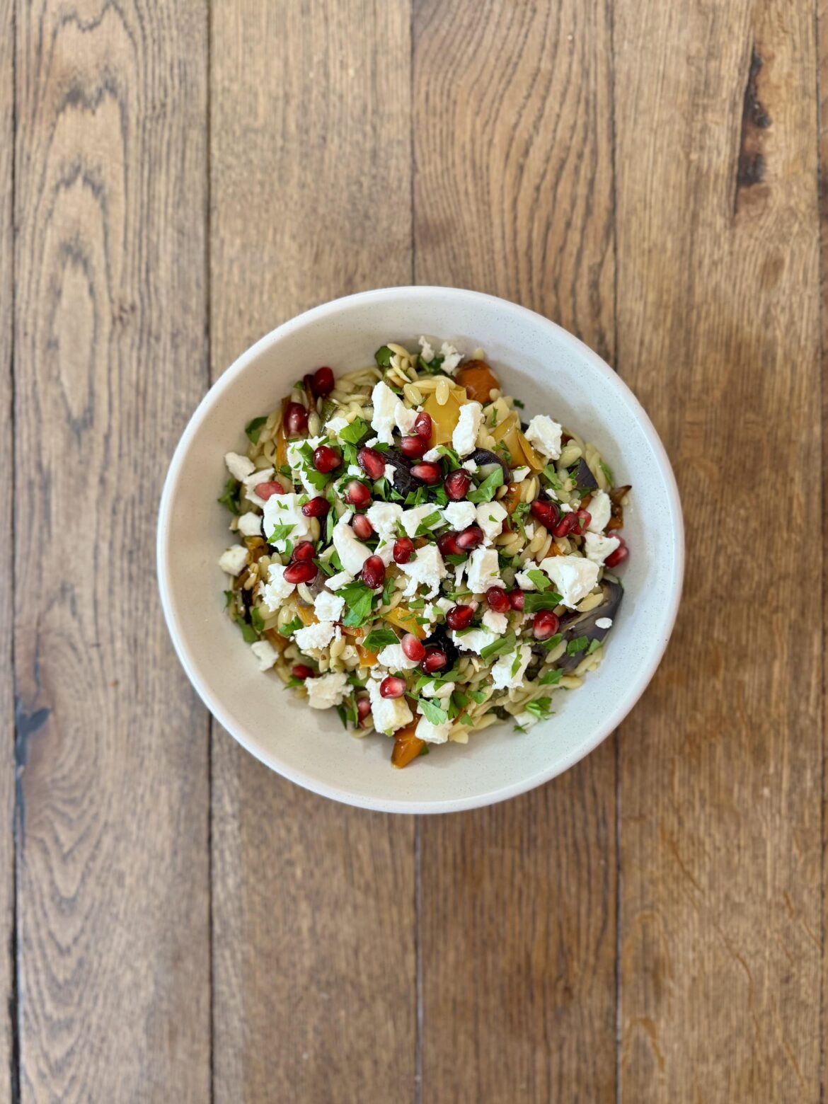 Mediterranean vegetable orzo salad