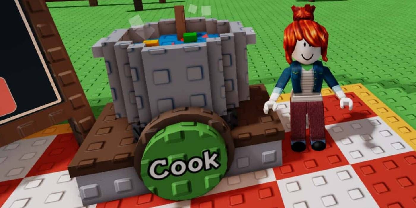 Roblox Grow a Garden cooking station to make food from recipes