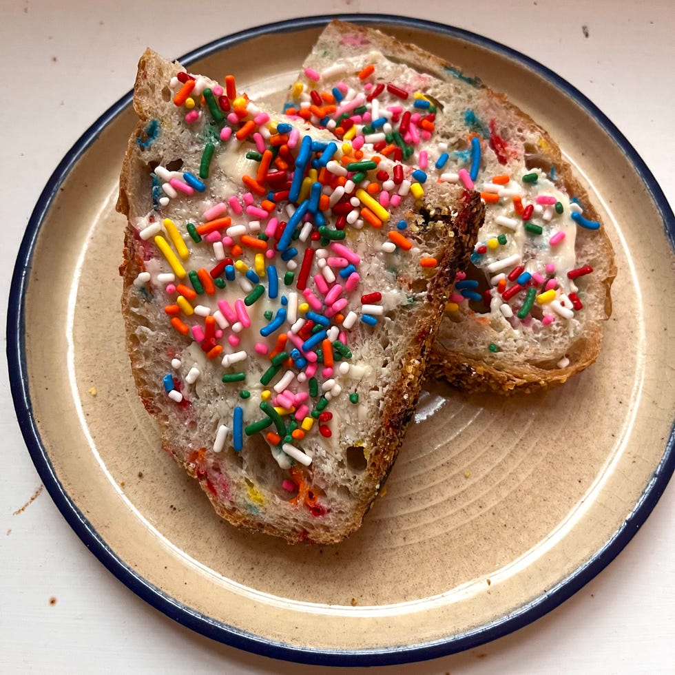 funfetti sourdough with sprinkles on plate
