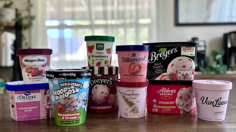 strawberry ice cream brands on table