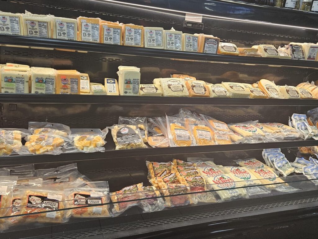 Cheese display in Wisconsin gas station