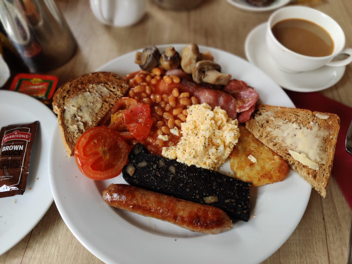 Country Harvest Farm shop & Cafe, Nr Ingleton, Yorkshire. Full breakfast £11.95.