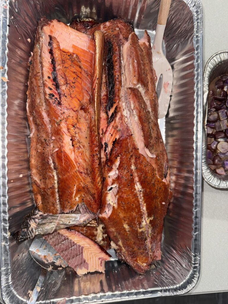 Fresh caught smoked Lake Michigan king Salmon