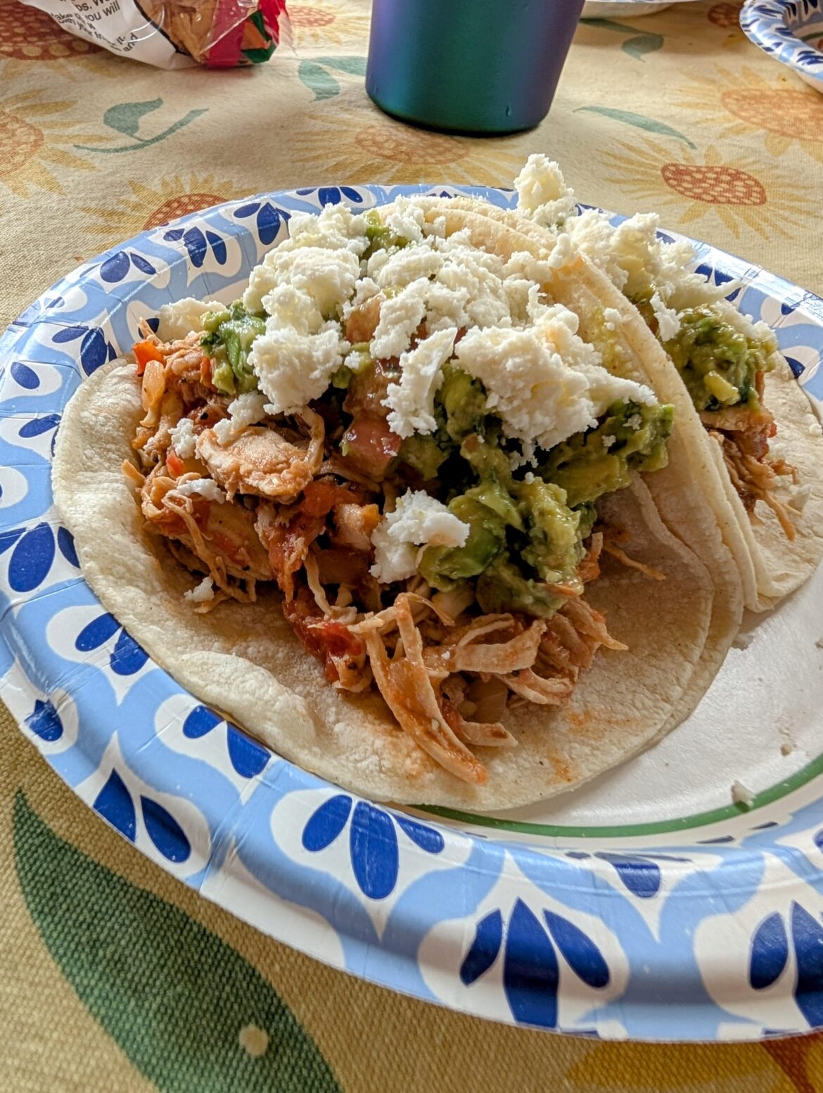 Chicken tinga, queso fresco, and homemade guacamole