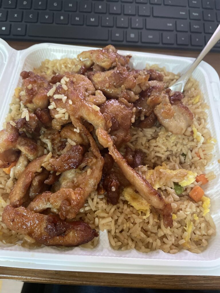 Alright, check my math on this hibachi chicken and fried rice takeout Alright, check my math on this hibachi chicken and fried rice takeout