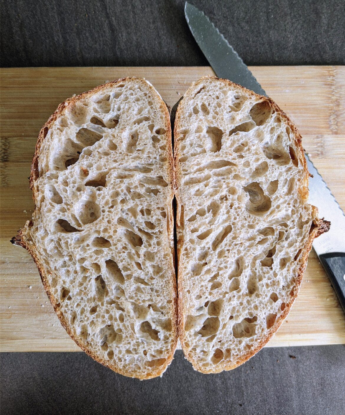 Rate my crumb. New starter and first loaf