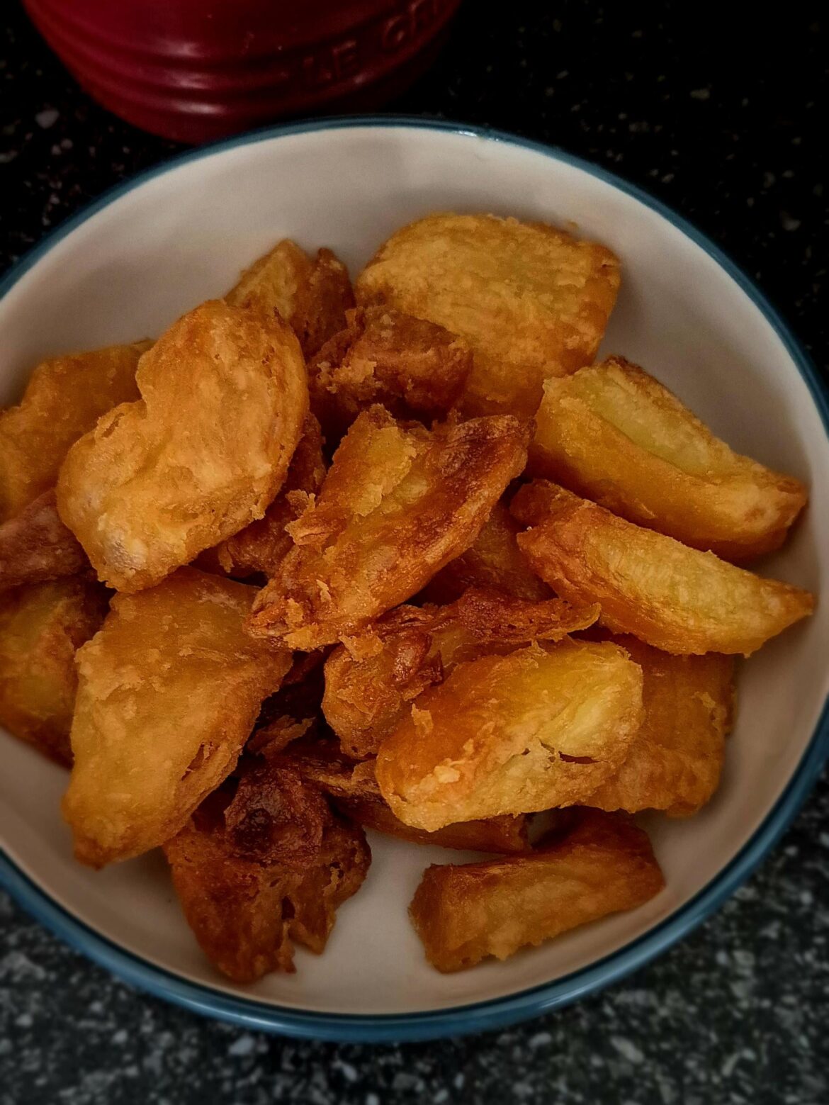 Roasties turned out slightly different to normal, perhaps not enough fat or high enough temp not sure.