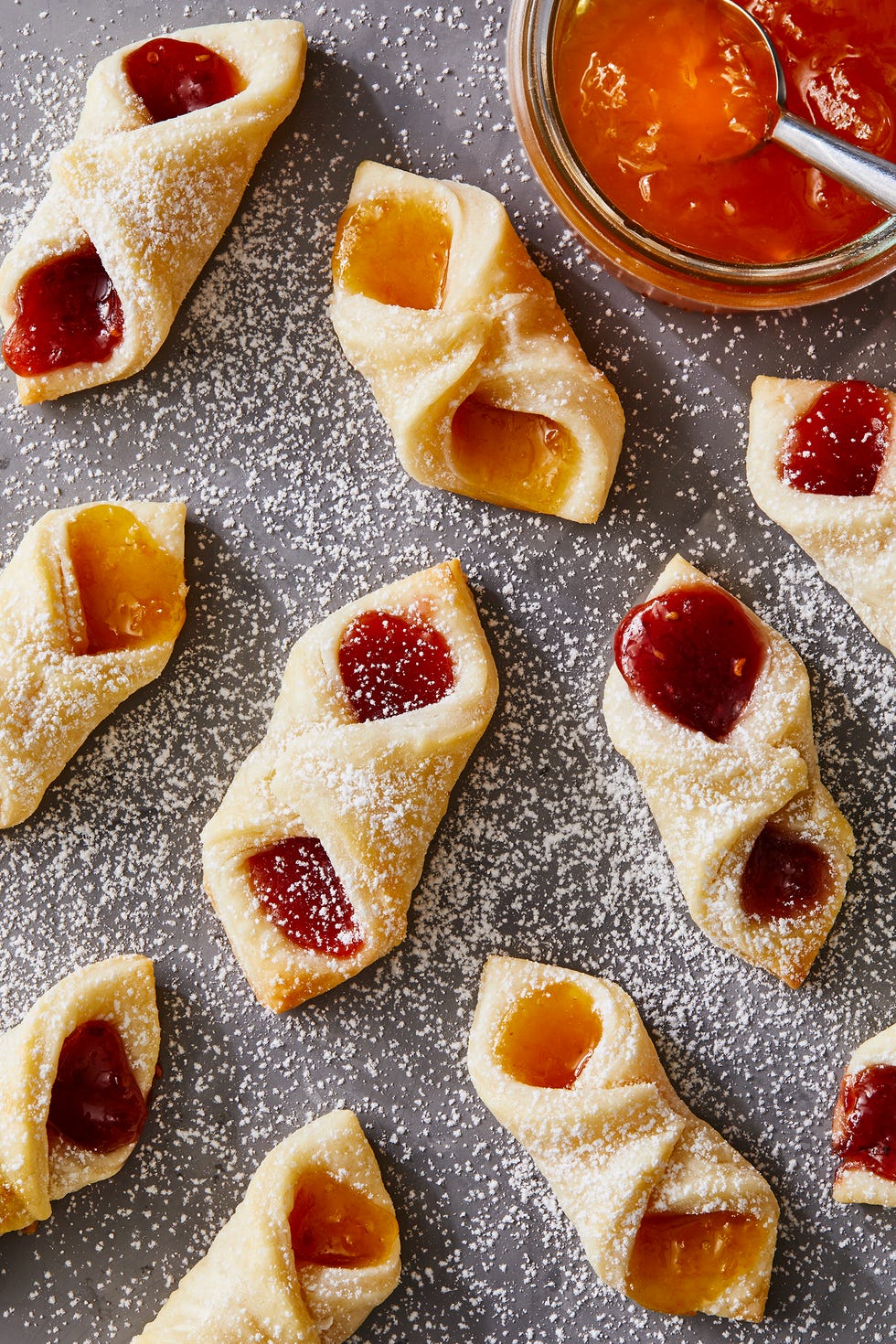 kolaczki cookies with jam and powdered sugar