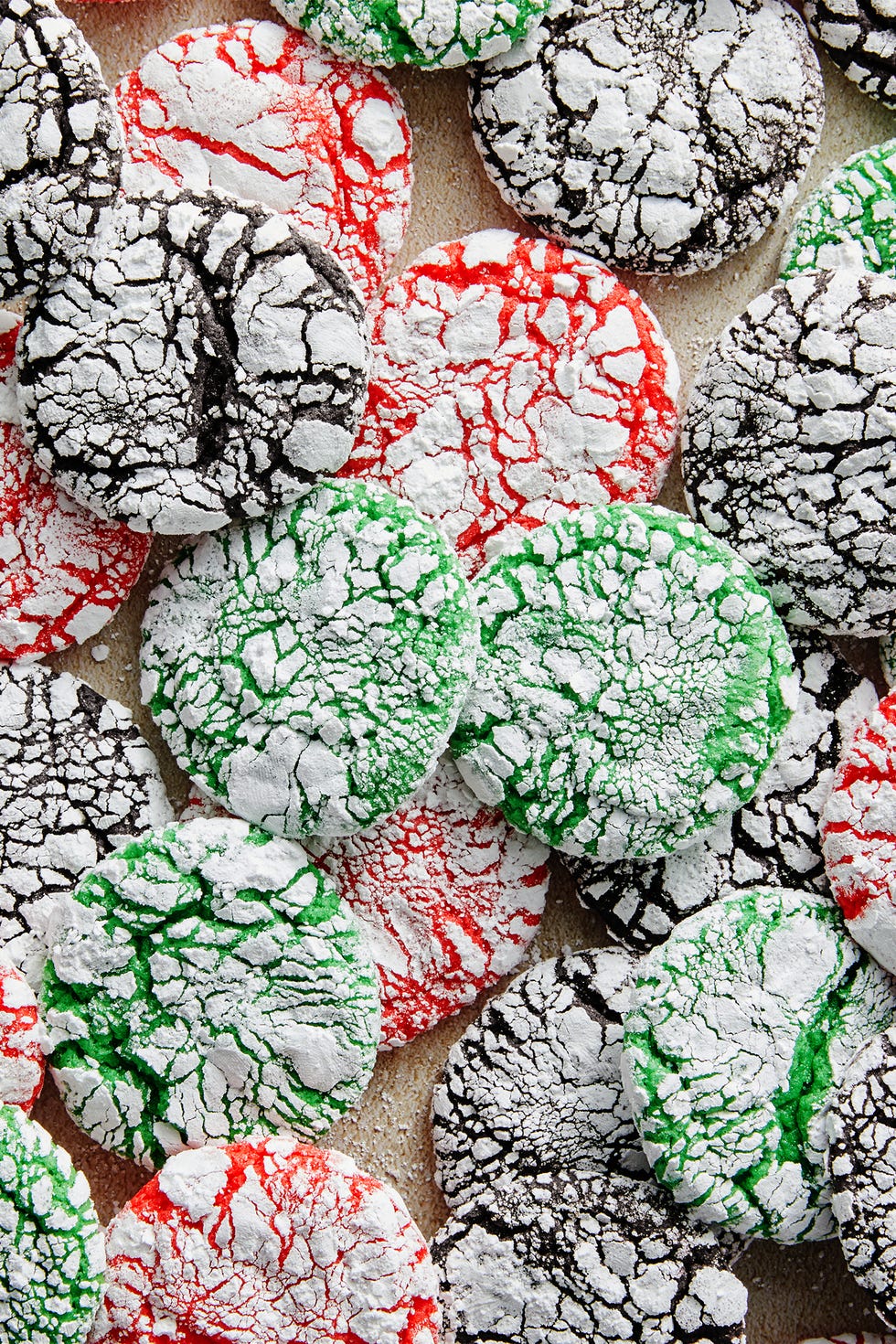dark, red, and green crinkle cookies