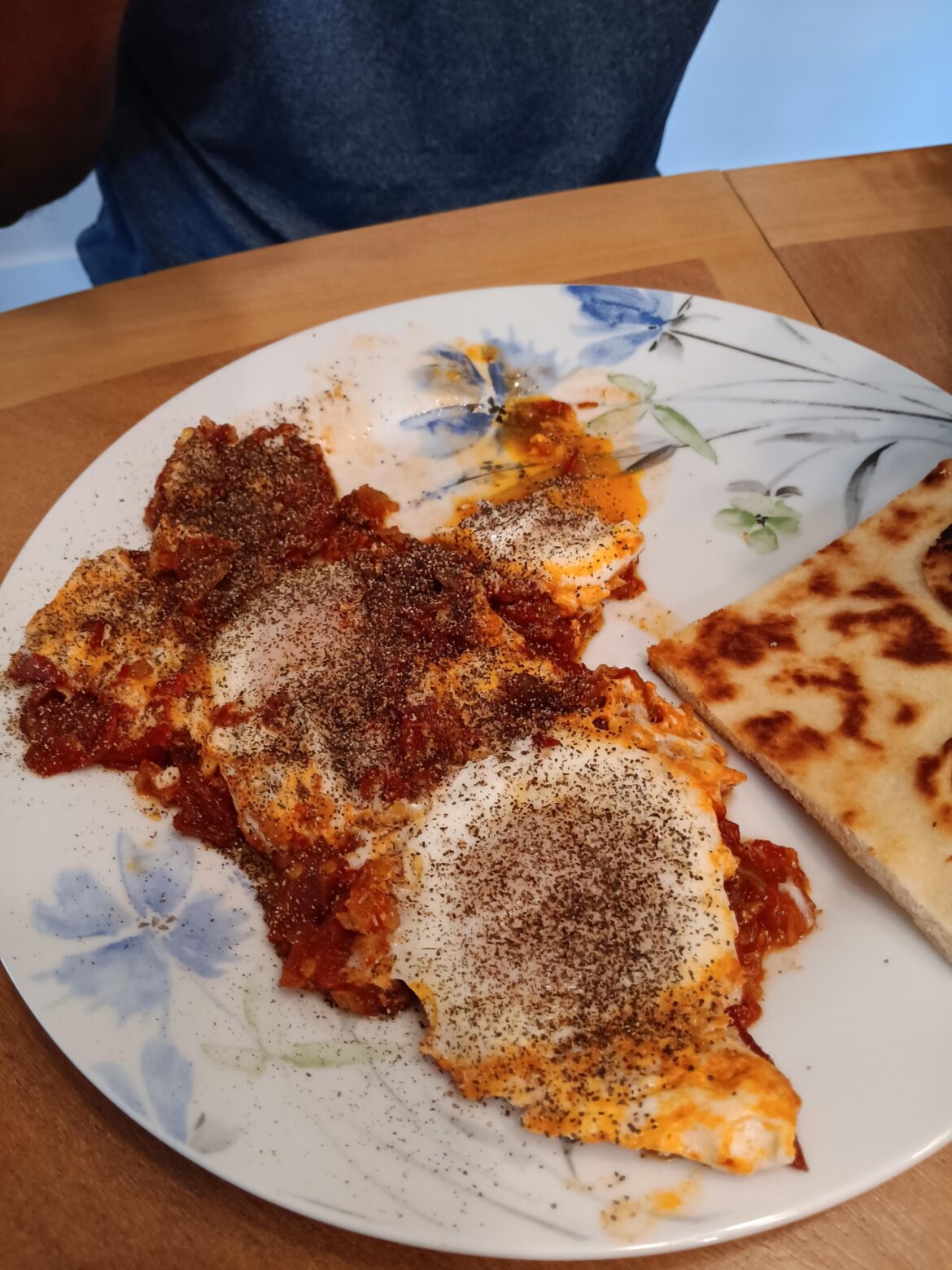 The amount of pepper my husband puts on his eggs